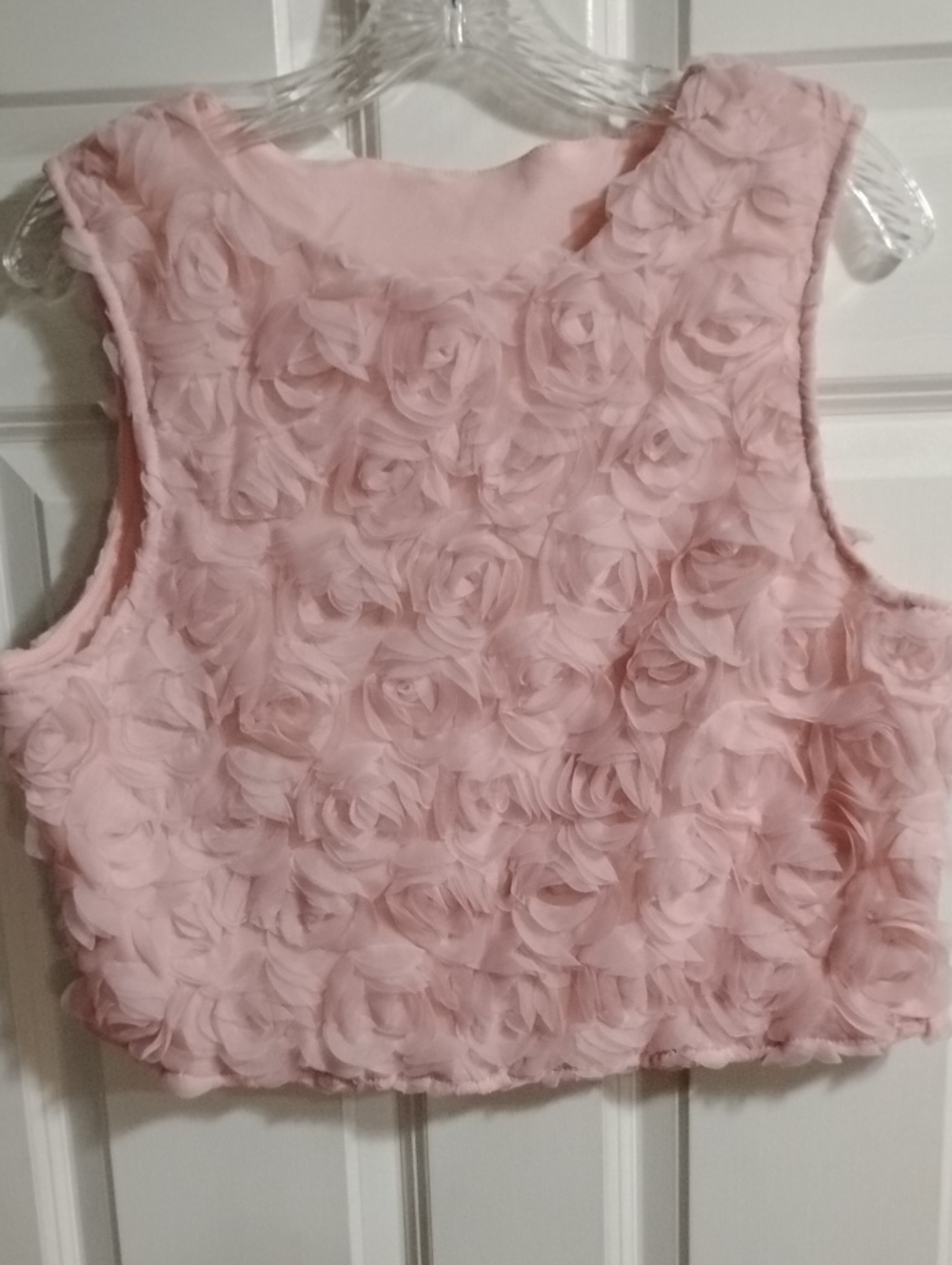 Women's Pink Rosette Crop Top